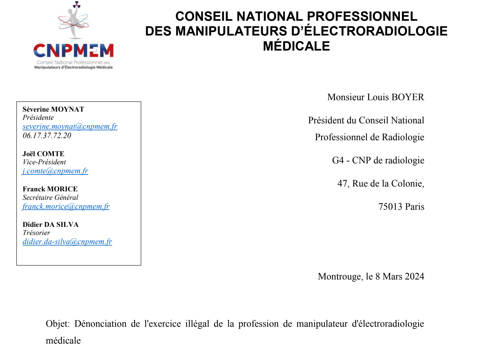 Exercice illégal de la profession de MERM : le CNPMEM interpelle les responsables de la radiologie française